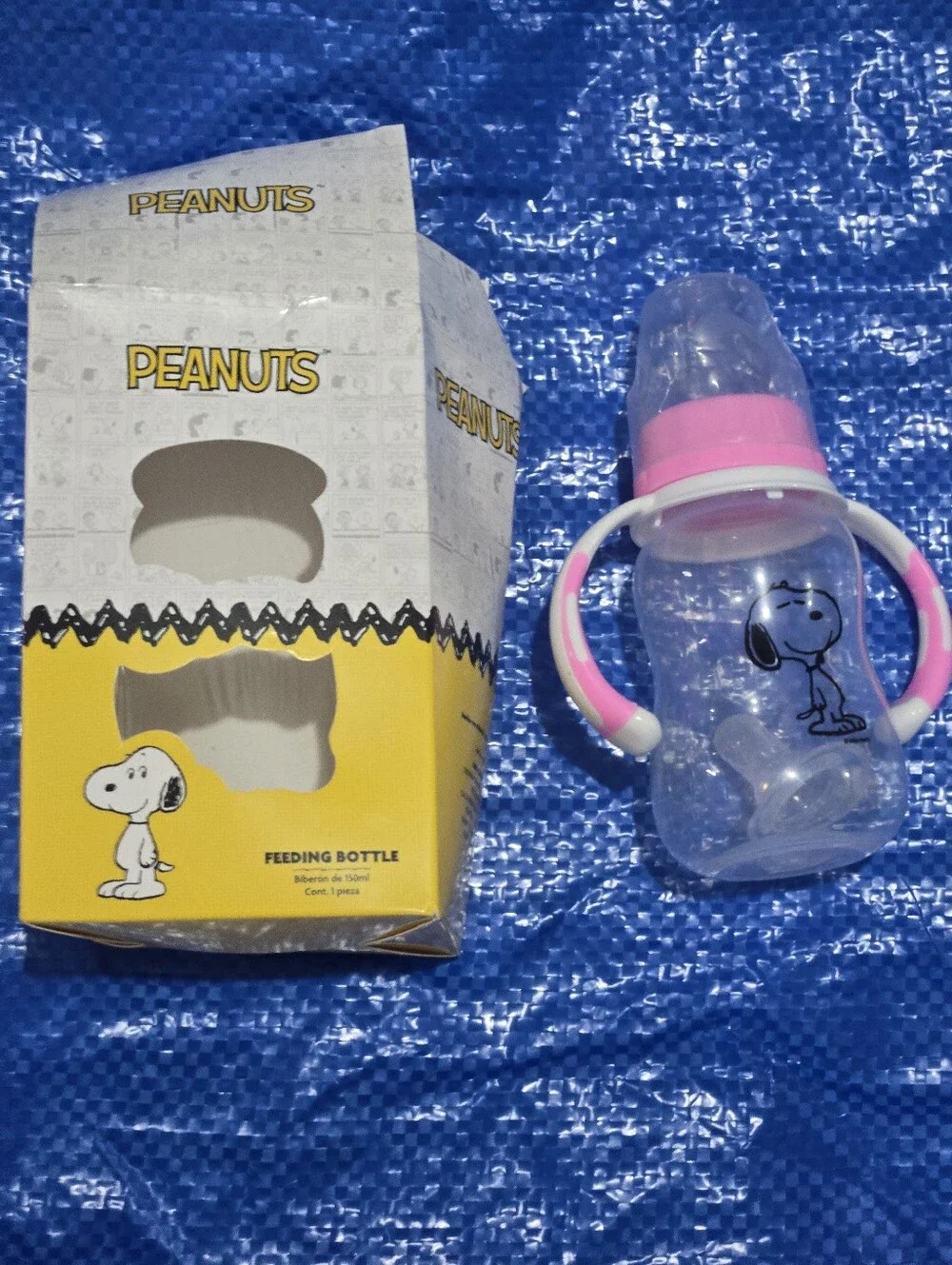 Peanuts Snoopy Pink Kids Feeding Bottle with Handles